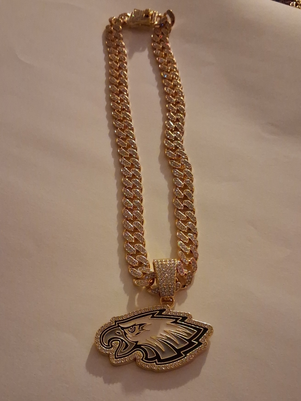 Gold Eagle Pendant Cuban Link Necklace - Gold